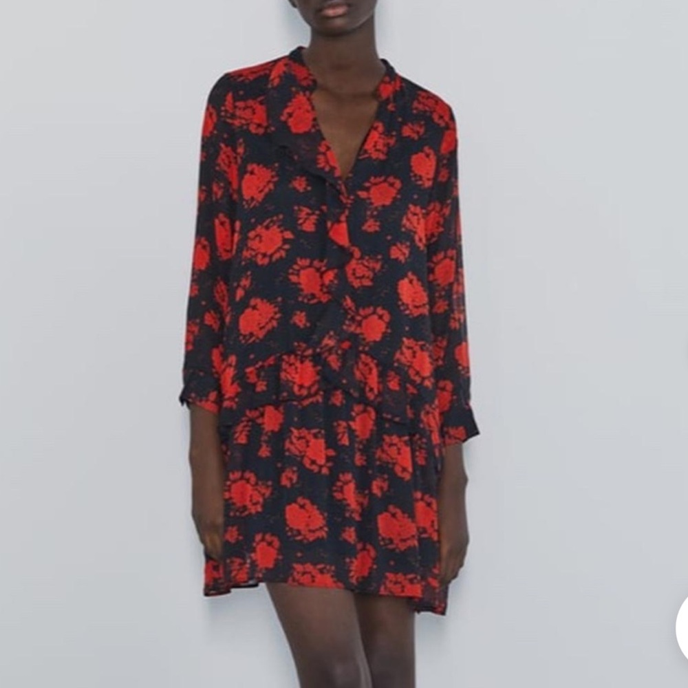 Zara Black and Red Floral Dress - Picture 10 of 10